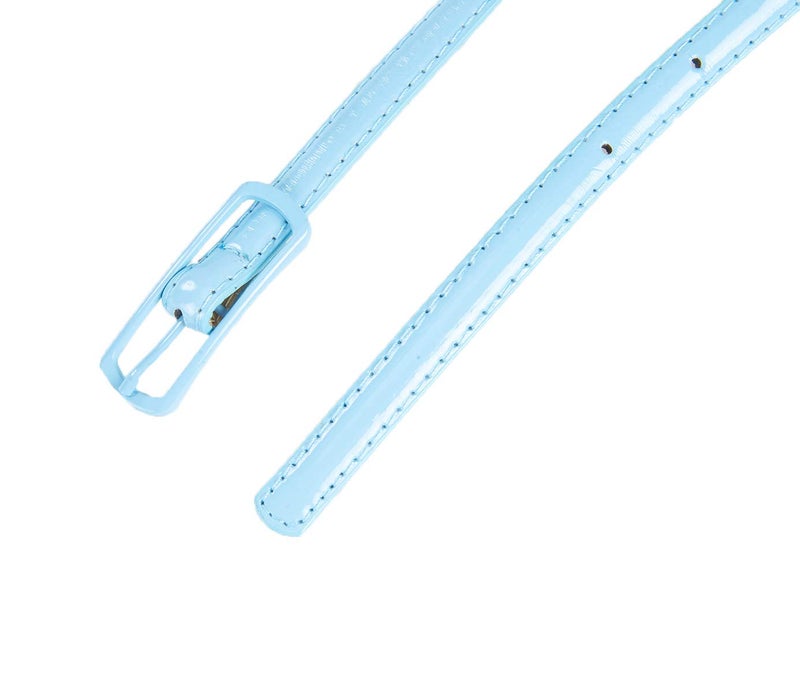 Selighting Women's Solid Color Faux Leather Skinny Belts for Dresses (One Size, Light Blue) - Image 3